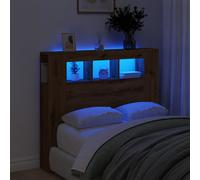 vidaXL Testiera LED Rovere Artigianale 120x18,5x103,5 cm Multistrato, testiera LED, Testata con LED, testiera con Ripiani, testiera con LED