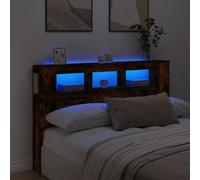 vidaXL Testiera LED Rovere Fumo 160x18,5x103,5 cm Legno Multistrato, testiera LED, Testata con LED, testiera con Ripiani, testiera con LED
