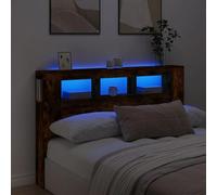 vidaXL Testiera LED Rovere Fumo 160x18,5x103,5 cm Legno Multistrato, testiera LED, Testata con LED, testiera con Ripiani, testiera con LED