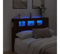 vidaXL Testiera LED Rovere Marrone 140x18,5x103,5 cm Legno Multistrato, testiera LED, Testata con LED, testiera con Ripiani, testiera con LED