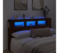 vidaXL Testiera LED Rovere Marrone 180x18,5x103,5 cm Legno Multistrato, testiera LED, Testata con LED, testiera con Ripiani, testiera con LED