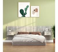 vidaXL Testiera Letto con Comodini in Legno Multistrato Grigio Cemento