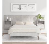 vidaXL Testiera Letto con Comodini in Legno Multistrato Grigio Cemento