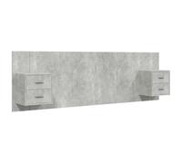 vidaXL Testiera Letto con Comodini in Legno Multistrato Grigio Cemento