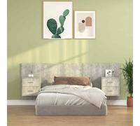 vidaXL Testiera Letto con Comodini in Legno Multistrato Grigio Cemento