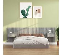 vidaXL Testiera Letto con Comodini in Legno Multistrato Grigio Sonoma