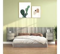 vidaXL Testiera Letto con Comodini in Legno Multistrato Grigio Sonoma