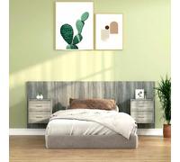 vidaXL Testiera Letto con Comodini in Legno Multistrato Grigio Sonoma