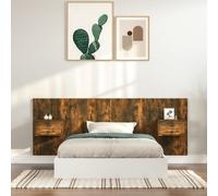 vidaXL Testiera Letto con Comodini in Legno Multistrato Rovere Fumo