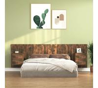 vidaXL Testiera Letto con Comodini in Legno Multistrato Rovere Fumo