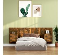 vidaXL Testiera Letto con Comodini in Legno Multistrato Rovere Fumo