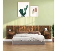vidaXL Testiera Letto con Comodini in Legno Multistrato Rovere Fumo