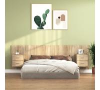 vidaXL Testiera Letto con Comodini in Legno Multistrato Rovere Sonoma