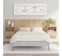 vidaXL Testiera Letto con Comodini in Legno Multistrato Rovere Sonoma
