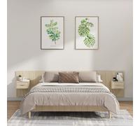 vidaXL Testiera Letto con Comodini in Legno Multistrato Rovere Sonoma