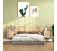 vidaXL Testiera Letto con Comodini in Legno Multistrato Rovere Sonoma
