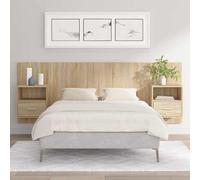 vidaXL Testiera Letto con Comodini in Legno Multistrato Rovere Sonoma