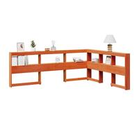 vidaXL Testiera Libreria a L Marrone Cera 150cm Legno Massello di Pino