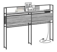 vidaXL Testiera libreria Grigio Sonoma 120 cm in Legno ingegnerizzato e Acciaio, con Ripiani integrati e Stazione di Ricarica. Ha Piedi Antiscivolo e occupa Poco Spazio. Facile da Montare, è Un Lett