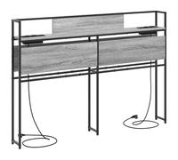 vidaXL Testiera libreria Grigio Sonoma 120 cm in Legno ingegnerizzato e Acciaio, con Ripiani integrati e Stazione di Ricarica. Ha Piedi Antiscivolo e occupa Poco Spazio. Facile da Montare, è Un Lett