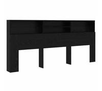 vidaXL Testiera Libreria in Rovere Nero - 220 x 19 x 101,5 cm, Design Minimalista con mensole Integrate per la Camera da Letto. È Robusta, autonoma e Rettangolare. Richiede Montaggio.