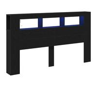 vidaXL Testiera Moderna in Rovere Nero Mensole Integrate per Lettino Standard - Accessori Mobili per Camera da Letto Elegante in Rovere Massello