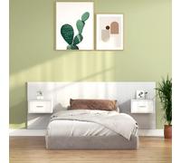 vidaXL Testiera per Letto con Comodini in Legno Multistrato Bianco
