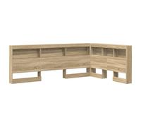 vidaXL Testiera Sonoma Rovere 120 x 200 cm, in legno di alta qualità, a forma di L, salvaspazio, robusta costruita, molti ripiani per ulteriore spazio di archiviazione, facile da pulire