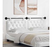 vidaXL Pannello anteriore sospeso montato a parete, bianco, 170 x 55 x 7 cm, in tessuto, camera da letto, testiera rettangolare in tessuto, design moderno da parete, schienale morbido imbottito