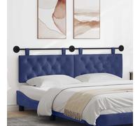 vidaXL Testiera sospesa con Luce LED Blu Polizia Velluto, Letto Moderno, Testiera da Muro, Rivestita in Velluto, Legno Composito, Salvaspazio, Schienale Decorativo, Morbido