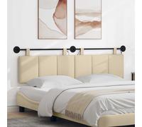 vidaXL Testiera sospesa Con luce LED Crema Tessuto
