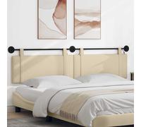 vidaXL Testiera sospesa Con luce LED Crema Tessuto, Decorazione moderna per la camera, testata fasciante, tessuto di lusso, spazio ottimizzato per il sonno