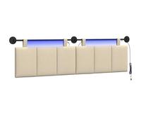 vidaXL Testiera sospesa Con luce LED Crema Tessuto, Testata Letto Moderna e Personalizzabile, Montaggio a Parete, Strisce Verticali, Salvaspazio