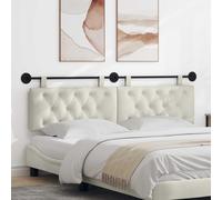 vidaXL Testiera sospesa con Luce LED Crema Velluto, Letto Moderno, Testiera da Muro, Rivestita in Velluto, Legno Composito, Salvaspazio, Schienale Decorativo, Morbido