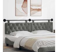 vidaXL Testiera sospesa Con luce LED Grigio Scuro Velluto, Letto Moderno, Testiera da Muro, Rivestita in Velluto, Legno Composito, Salvaspazio, Schienale Decorativo, Morbido