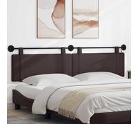 vidaXL Testiera sospesa Con luce LED Marrone Scuro Tessuto, Decorazione moderna per la camera, testata fasciante, tessuto di lusso, spazio ottimizzato per il sonno