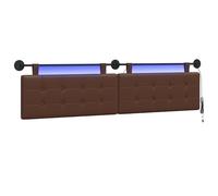 vidaXL Testiera sospesa Con luce LED Marrone Similpelle, Testata moderna ed elegante, montaggio a muro, design flessibile, decorazione PVC, spazio ottimizzato