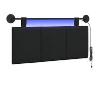 vidaXL Testiera sospesa Con luce LED Nero Tessuto, Testata Letto Moderna e Personalizzabile, Montaggio a Parete, Strisce Verticali, Salvaspazio