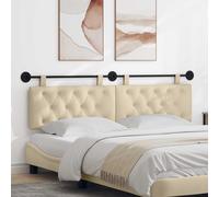 vidaXL Pannello anteriore sospeso montato a parete, crema, 190 x 55 x 7 cm, in tessuto, camera da letto, testa rettangolare in tessuto, design moderno da parete, schienale morbido, risparmio di spazio