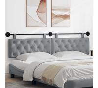 vidaXL Pannello anteriore sospeso montato a parete, grigio chiaro, 210 x 55 x 7 cm, in tessuto, camera da letto, testa rettangolare in tessuto, design moderno da parete, schienale morbido, risparmio
