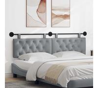 vidaXL Pannello anteriore sospeso montato a parete, grigio chiaro, 190 x 55 x 7 cm, in tessuto, camera da letto, testa rettangolare in tessuto, design moderno da parete, schienale morbido, risparmio