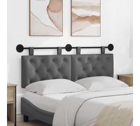 vidaXL Pannello anteriore sospeso montato a parete, grigio scuro, 150 x 55 x 7 cm, in tessuto, camera da letto, testa rettangolare in tessuto, design moderno da parete, schienale morbido, risparmio di