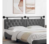 vidaXL Pannello anteriore sospeso montato a parete, grigio scuro, 210 x 55 x 7 cm, in tessuto, camera da letto, testa rettangolare in tessuto, design moderno da parete, schienale morbido, risparmio di