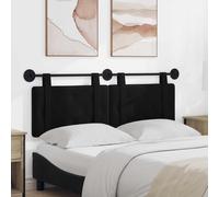 vidaXL Testiera sospesa in velluto nero, moderna testiera rettangolare con montaggio a parete, imbottita con cinghie e design imbottito con bottoni per una decorazione rilassante della camera da letto