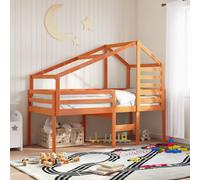 vidaXL Tetto Letto Bambini Marrone Cera 198x97x113 Legno Massello Pino