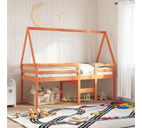 vidaXL Tetto Letto Bambini Marrone Cera 199x95,5x88 cm Massello Pino, tetto per letto, tettoia per letto bambini, baldacchino per letto bambini