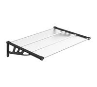 vidaXL Tettoia per Porta Nero e Trasparente 122x90 cm in Policarbonato