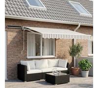 vidaXL Tenda da sole retrattile elettrica grigio chiaro e bianco. 3,5 x 2,5 m, copertura per terrazza Alfresco, moderno affondamento elettrico, eccellente soluzione ombra, telo esterno resistente alle