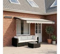 vidaXL Tenda da sole retrattile elettrica grigio chiaro e bianco. 4,5 × 3 m, copertura per terrazza Alfresco, uscita elettrica moderna, eccellente soluzione ombra, telo esterno resistente alle