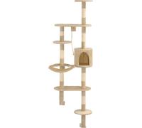 vidaXL Tiragraffi a parete con tiragraffi in sisal 194 cm Beige